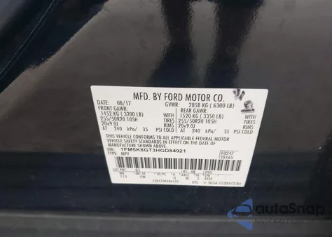 2017 Ford Explorer Sport from USA, damaged, VIN 1FM5K8GT3HGD84921